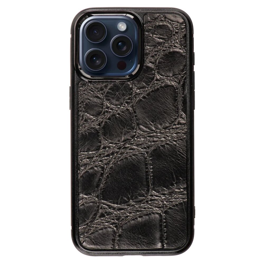 Premium Alligator Leather Case for iPhone 15 Pro/Pro Max - Black Color - Picture 1 of 5